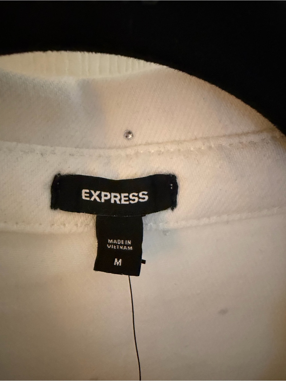 Express White Cropped Button-Down Shirt with Rhinestones - Picture 4 of 5